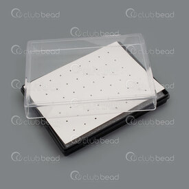 4001-0004 - Acrylic Earrings Plate Display With Clear Cover and Foam for 24 pairs 8.2x11.2x2.5cm Black and White  1pc 4001-0004,Acrylic,Acrylic,Earrings Plate Display,With Clear Cover and Foam for 24 pairs,8.2x11.2x2.5cm,Black and White,China,1pc,montreal, quebec, canada, beads, wholesale