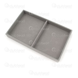 4001-0228-2-GY - Velours Plateau Présentoir 2 Compartiment 23x15x3cm Gris 1pc 4001-0228-2-GY,Présentoirs,montreal, quebec, canada, beads, wholesale