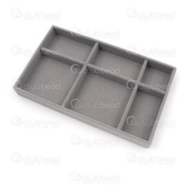 4001-0228-6-GY - Velours Plateau Présentoir 6 Compartiment 23x15x3cm Gris 1pc 4001-0228-6-GY,Présentoirs,montreal, quebec, canada, beads, wholesale