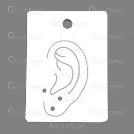 4001-0254-WH - Paper Hang Earring Card 55x40mm 3 holes White 50pcs 4001-0254-WH,Displays,montreal, quebec, canada, beads, wholesale
