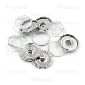 4005-0100-002WH-10 - Snap! Metal Interchangeable Fastener Round With glass cabochon 18MM Nickel 10 sets  Off Price Policy 4005-0100-002WH-10,Findings,Buttons,montreal, quebec, canada, beads, wholesale