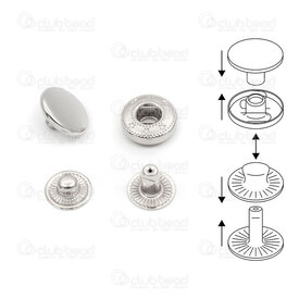 4005-5051-10WH - Laiton Bouton-Pression Segma Rond 10mm Nickel 100 Ensembles 4005-5051-10WH,4005-5,montreal, quebec, canada, beads, wholesale