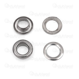 4005-5201-08BN - Brass Eyelets Round 8mm Inner Black Nickel 14mm Outside 100sets 4005-5201-08BN,4005-5,montreal, quebec, canada, beads, wholesale