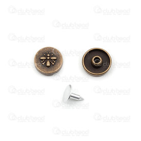 4005-5504-BR - Brass Rivet Round Bee 12mm Riveted Back Antique Brass 100sets 4005-5504-BR,Findings,Fastener,montreal, quebec, canada, beads, wholesale
