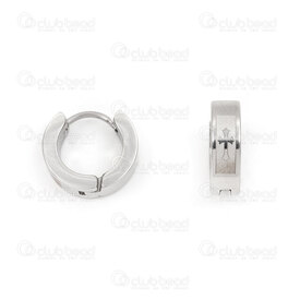 4007-0101-35-2 - Acier Inoxydable 304 Boucle d'Oreille a Levier Rond 13.5x4mm avec Motif Croix Naturel 4pcs (2paires) 4007-0101-35-2,Croix,montreal, quebec, canada, beads, wholesale