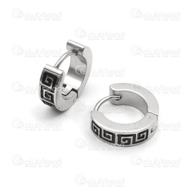 4007-0101-44 - Boucle d'Oreille Acier Inoxydable Naturel Motif Clef Grec 1 paire 4007-0101-44,montreal, quebec, canada, beads, wholesale