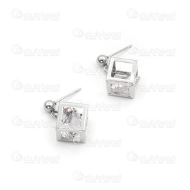 4007-0101-48 - stainless steel ear ring, hollow cube with rhonestone 10MM 4007-0101-48,Clearance by Category,Stainless Steel,montreal, quebec, canada, beads, wholesale