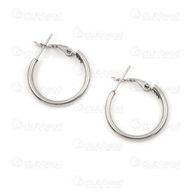 4007-0101-5520 - Stainless Steel 304 Leverback Hoop Earring 2x20mm Natural 2pcs (1pair) 4007-0101-5520,2X2,montreal, quebec, canada, beads, wholesale