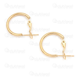 4007-0101-5520GL - Stainless Steel 304 Leverback Hoop Earring 2x20mm Gold Plated 2pcs (1pair) 4007-0101-5520GL,2.4,montreal, quebec, canada, beads, wholesale