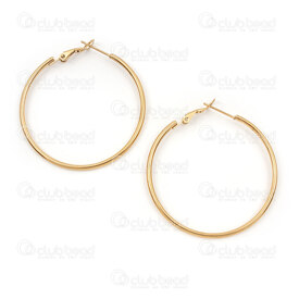 4007-0101-5540GL - Acier Inoxydable 304 Boucle D'oreille Créoles à Levier 2x40mm Plaque Or 2pcs (1paire) 4007-0101-5540GL,2x4,montreal, quebec, canada, beads, wholesale