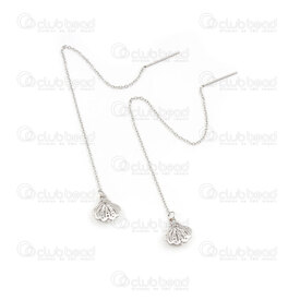 4007-0102-150 - Stainless Steel Earring Set pin with chain Shell 8x9.5mm Natural 1set 4007-0102-150,Finished jewelry,montreal, quebec, canada, beads, wholesale
