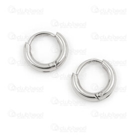 4007-0102-159-10 - Stainless Steel 304 Earring Hoop Round 10x2mm Plain Natural 2pairs 4007-0102-159-10,Stainless steel earrings,montreal, quebec, canada, beads, wholesale