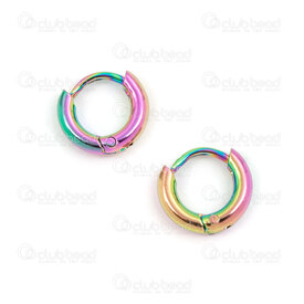 4007-0102-159-10AB - Stainless Steel 304 Earring Hoop Round 10x2mm Plain AB 2pairs 4007-0102-159-10AB,Stainless steel,montreal, quebec, canada, beads, wholesale
