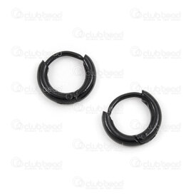 4007-0102-159-10BK - Stainless Steel 304 Earring Hoop Round 10x2mm Plain Black 2pairs 4007-0102-159-10BK,Finished jewelry,montreal, quebec, canada, beads, wholesale