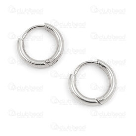 4007-0102-159-12 - Stainless Steel 304 Earring Hoop Round 12x2mm Plain Natural 2pairs 4007-0102-159-12,Stainless steel,montreal, quebec, canada, beads, wholesale