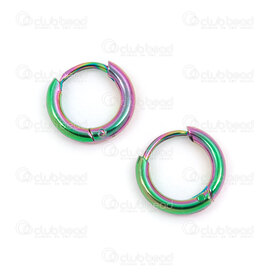 4007-0102-159-12AB - Stainless Steel 304 Earring Hoop Round 12x2mm Plain AB 2pairs 4007-0102-159-12AB,Stainless Steel Earring,montreal, quebec, canada, beads, wholesale