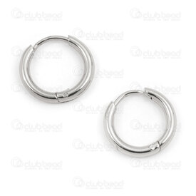 4007-0102-159-14 - Stainless Steel 304 Earring Hoop Round 14x2mm Plain Natural 2pairs 4007-0102-159-14,Finished jewelry,montreal, quebec, canada, beads, wholesale