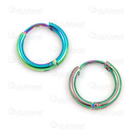 4007-0102-159-14AB - Stainless Steel 304 Earring Hoop Round 14x2mm Plain AB 2pairs 4007-0102-159-14AB,Stainless steel earrings,montreal, quebec, canada, beads, wholesale