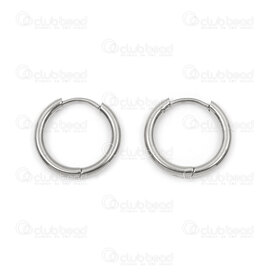 4007-0102-159-16 - Stainless Steel 304 Earring Hoop Round 16x2mm Plain Natural 10pcs (5pairs) 4007-0102-159-16,4007-010,montreal, quebec, canada, beads, wholesale