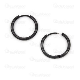 4007-0102-159-18BK - Acier Inoxydable 304 Boucle d'Oreille Anneau Rond 18x2mm Lisse Noir 4pcs (2paires) 4007-0102-159-18BK,Bijoux finis,En acier inoxydable,montreal, quebec, canada, beads, wholesale
