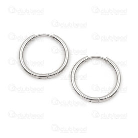 4007-0102-159-202 - Stainless Steel 304 Earring Hoop Round 20x2mm Plain Natural 10pcs (5pairs) 4007-0102-159-202,a,,montreal, quebec, canada, beads, wholesale