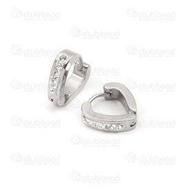 4007-0102-168 - Stainless steel Earring Oval 15x4mm with Crystal Rhinstone (1 row) Natural 1 pair 4007-0102-168,Finished jewelry,Stainless steel,montreal, quebec, canada, beads, wholesale