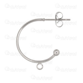 4007-0102-17420 - Acier Inoxydable Boucle d’Oreille Anneau Rond 20x1.2mm avec Boucle 1.5mm et Boule 3mm avec Papillon Naturel 10pcs (5paire) 4007-0102-17420,Oreille,montreal, quebec, canada, beads, wholesale