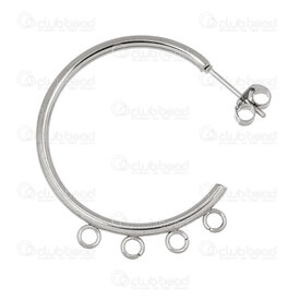 4007-0102-17530 - Acier Inoxydable 304 Boucle d\'Oreille Anneau Rond 32x2mm avec Boucle 2mm (4) avec Papillon Naturel 10pcs (5paire) 4007-0102-17530,anneaux boucle d,montreal, quebec, canada, beads, wholesale