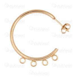 4007-0102-17530GL - Acier Inoxydable 304 Boucle d\'Oreille Anneau Rond 32x2mm avec Boucle 2mm (4) avec Papillon Plaque Or 10pcs (5paire) 4007-0102-17530GL,montreal, quebec, canada, beads, wholesale