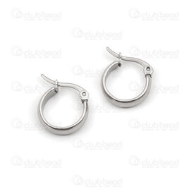 4007-0102-176 - Stainless Steel Earring Round Ring 15x4x1.5mm Curve Natural 5pairs 4007-0102-176,Finished jewelry,montreal, quebec, canada, beads, wholesale