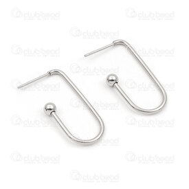 4007-0102-178 - Stainless Steel Earring U shape Ring 29x14x1.4mm with 4mm Ball Natural 5 pairs 4007-0102-178,montreal, quebec, canada, beads, wholesale