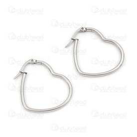 4007-0102-180 - Stainless Steel Earring Heart shape Ring 32x28x2mm Natural 1 pair 4007-0102-180,Stainless Steel Earring,montreal, quebec, canada, beads, wholesale