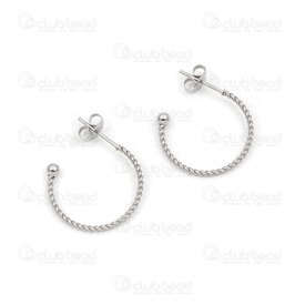 4007-0102-182 - Stainless Steel Earring Round Ring 20x1.2mm Twisted with 3mm Ball without Clutch Natural 5 Sets 4007-0102-182,Stainless Steel Earring,montreal, quebec, canada, beads, wholesale