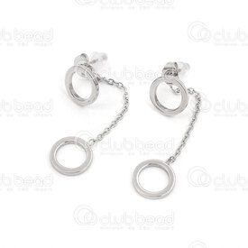 4007-0102-190 - Stainless Steel Earring Donut 10.5x2mm Charm Donut Natural 1 pair 4007-0102-190,Finished jewelry,Stainless steel,montreal, quebec, canada, beads, wholesale