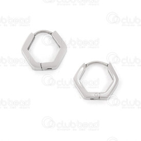 4007-0102-194 - Stainless Steel Earring Hexagone shape 13.5x15x3mm High Quality Polish Natural 1 pair 4007-0102-194,Finished jewelry,montreal, quebec, canada, beads, wholesale