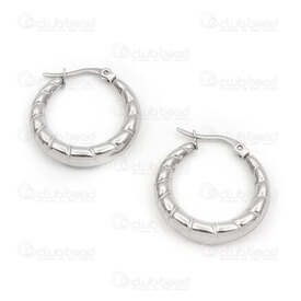 4007-0102-196 - Stainless Steel Earring Hoop 25x5.5mm Hollow Lined Design Natural 1pair 4007-0102-196,Finished jewelry,Stainless steel,montreal, quebec, canada, beads, wholesale