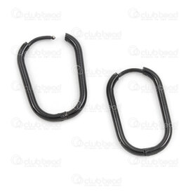 4007-0102-206BK - Stainless Steel 304 Earring Drop Hoop 20x17.5x2.5mm Black 4pcs (2pairs) 4007-0102-206BK,Noix,montreal, quebec, canada, beads, wholesale