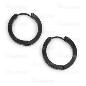4007-0102-25420BLK - Stainless Steel 304 Earring Leverback Round 20x3mm Plain Flat Black 1pair china 4007-0102-25420BLK,Stainless Steel Earring,montreal, quebec, canada, beads, wholesale