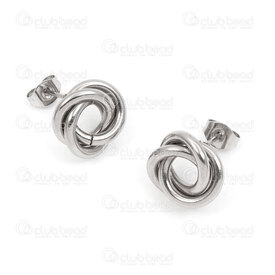 4007-0102-266 - Stainless Steel Earring Stud three swirl 4.5x13mm Natural, 2pair 4007-0102-266,three,montreal, quebec, canada, beads, wholesale