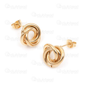 4007-0102-266GL - Acier Inoxydable Boucle d'Oreille Tige tourbillon 3 anneaux 4.5x13mm Or 4pcs (2paire) chine 4007-0102-266GL,sw,montreal, quebec, canada, beads, wholesale