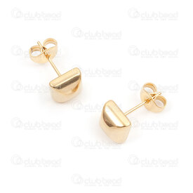 4007-0102-268GL - Acier Inoxydable Boucle d'Oreille Tige Demi Cube 4x7mm Or 4pcs (2paire) chine 4007-0102-268GL,cube,montreal, quebec, canada, beads, wholesale