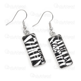 4007-0102-296 - Acier Inoxydable Boucle d'Oreille Rectangle Rayure de Zebre 30x11x5mm Naturel 1paire 4007-0102-296,Zebre,montreal, quebec, canada, beads, wholesale