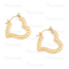 4007-0102-310GL - Stainless Steel 304 Earring Leverback Heart 20x23.5x3mm Hammered Design Gold Plated 1pair 4007-0102-310GL,Finished jewelry,Stainless steel,montreal, quebec, canada, beads, wholesale