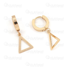 4007-0102-346GL - Stainless Steel 304 Earring Leverback Hoop Round 13.5x3mm with Triangle Charm 15.5x12x0.7mm Gold Plated 4pcs (2pairs) 4007-0102-346GL,en ,montreal, quebec, canada, beads, wholesale