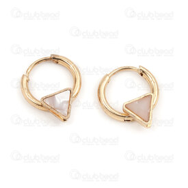 4007-0102-352GL - Stainless Steel 304 Earring Leverback Hoop Round 14x2mm with Triangle 7x8mm on Shell Gold Plated 4pcs (2pairs) 4007-0102-352GL,montreal, quebec, canada, beads, wholesale