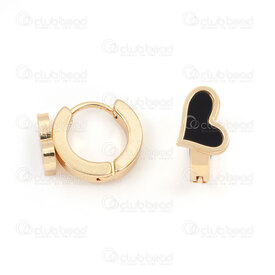 4007-0102-358GL - Acier Inoxydable 304 Boucle d'Oreille a Levier Rond 13.5x3mm avec Cœur Courbe et Remplissage Noir Plaque Or 2pcs (1paire) 4007-0102-358GL,OR REMPLI,montreal, quebec, canada, beads, wholesale