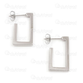 4007-0102-376 - Acier Inoxydable 304 Boucle d'Oreille Tige Demi Anneau Rectangle 23xx13x2mm Lisse Naturel 4pcs (2paires) 4007-0102-376,stud earring,montreal, quebec, canada, beads, wholesale