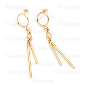 4007-0102-386GL - Acier Inoxydable 304 Boucle d'Oreille Tige Cercle 15x1.5mm et Breloque Cadenas 10x6x0.6mm avec 2 Tube Longueur Pleine 70mm Plaque Or 1paire 4007-0102-386GL,PLEX,montreal, quebec, canada, beads, wholesale