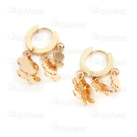 4007-0102-392GL - Stainless Steel 304 Earring Leverback Round 13.5x2.5mm with Flower Charm Plate (3 size) Gold Plated 2pcs (1pairs) 4007-0102-392GL,fleur inox,montreal, quebec, canada, beads, wholesale