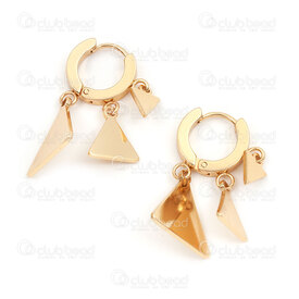 4007-0102-394GL - Acier Inoxydable 304 Boucle d'Oreille a Levier Rond 13.5x2.5mm avec Breloque Plateau Triangle Pointe Haut (3 Taille) Plaque Or 2pcs (1paire) 4007-0102-394GL,triangle,montreal, quebec, canada, beads, wholesale